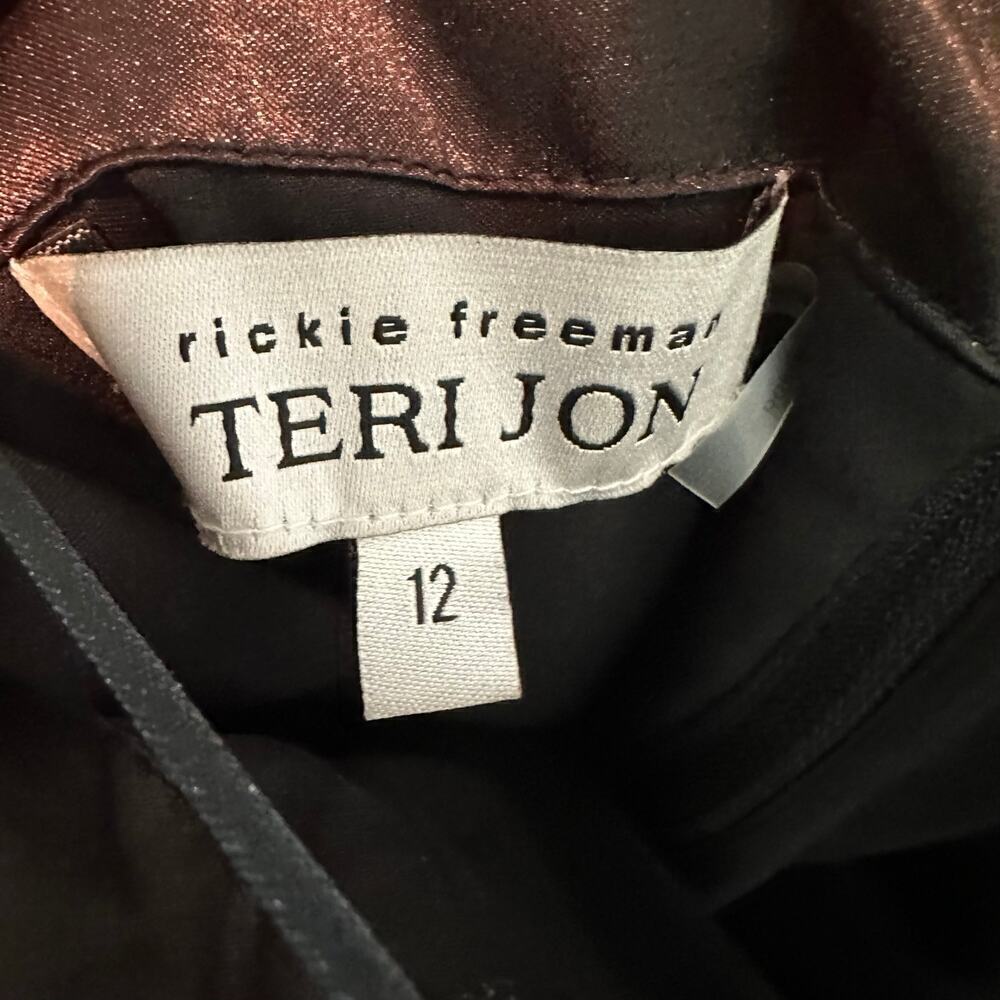 Teri Jon by Rickie Freeman Strapless Geometric Sequined Gown Black US 12 Formal - Picture 5 of 15